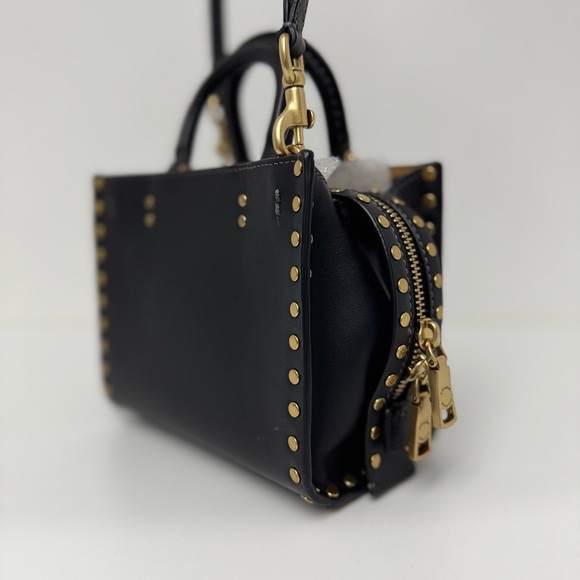 COACH Rogue & Wallet Set BLACK & BLUE Colorblock Rivets - Picture 5 of 6